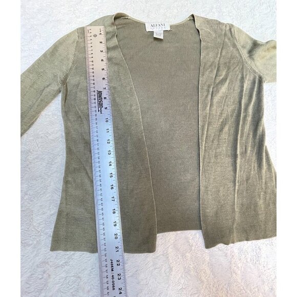 Alfani Petite Womens Size PP Silk Open Front Knit Cardigan Sweater Olive Green - Picture 8 of 8